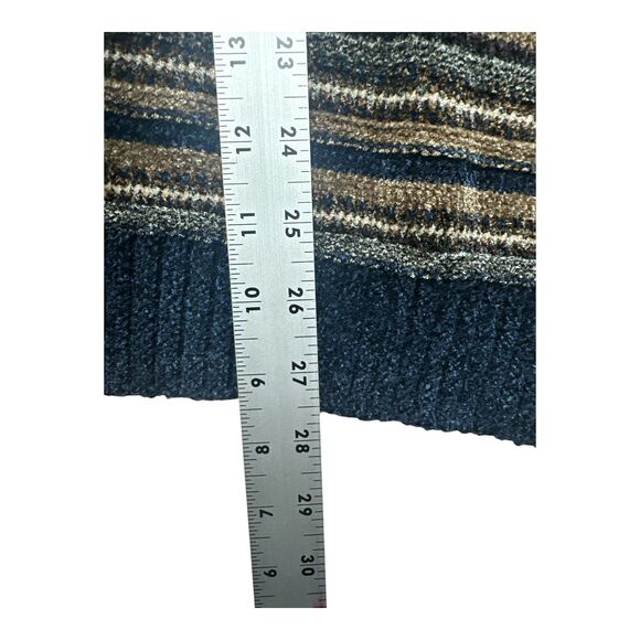 Vintage 90s Silverlake Knit Striped Crewneck Sweater Men’s L Warm Retro Pullover - Picture 4 of 6